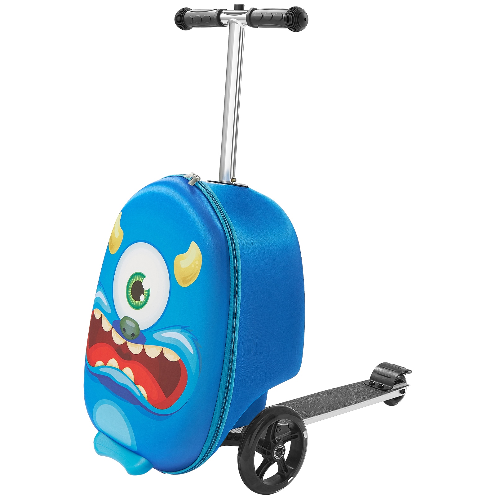 Kids Scooter Suitcase Ride-on Luggage With Flashing Wheels Blue_voghion.com